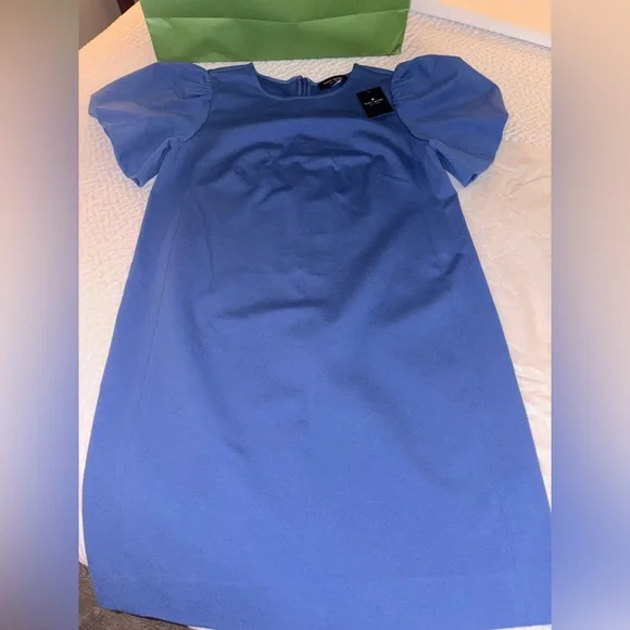 ✨FLASH SALE✨Kate Spade Ponte Puff Sleeve Shift Dress Astral Blue Dress Size S - Picture 3 of 9